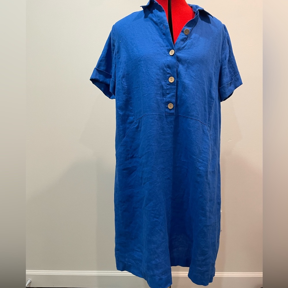 100% Linen Cobalt Blue Dress